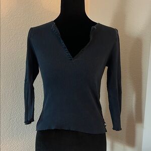 Old Navy Navy Blue Ribbed Long Sleeve Top